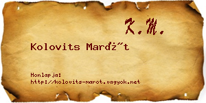 Kolovits Marót névjegykártya